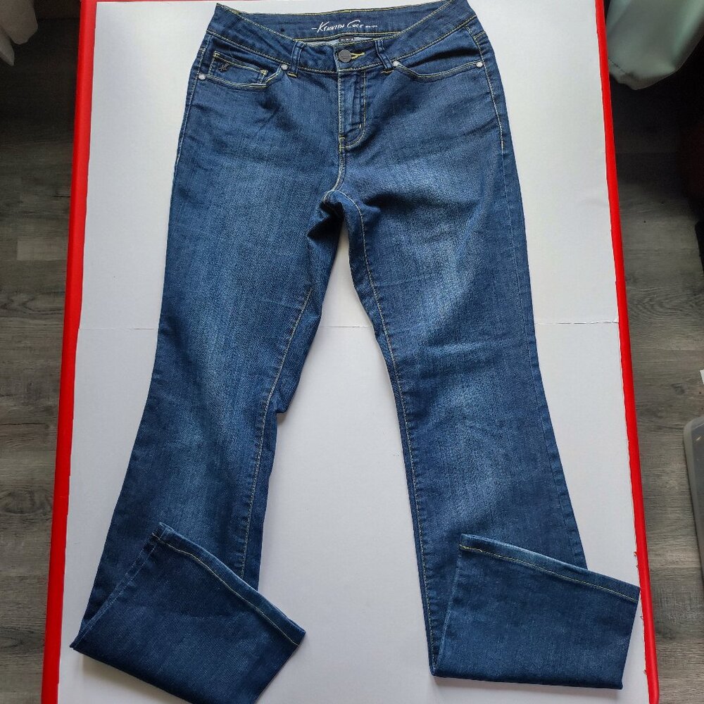 Kenneth Cole boot cut jeans women's size 26 ink blue mid-rise